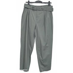 Stylish Olive Green High-Waisted Trousers with Belt